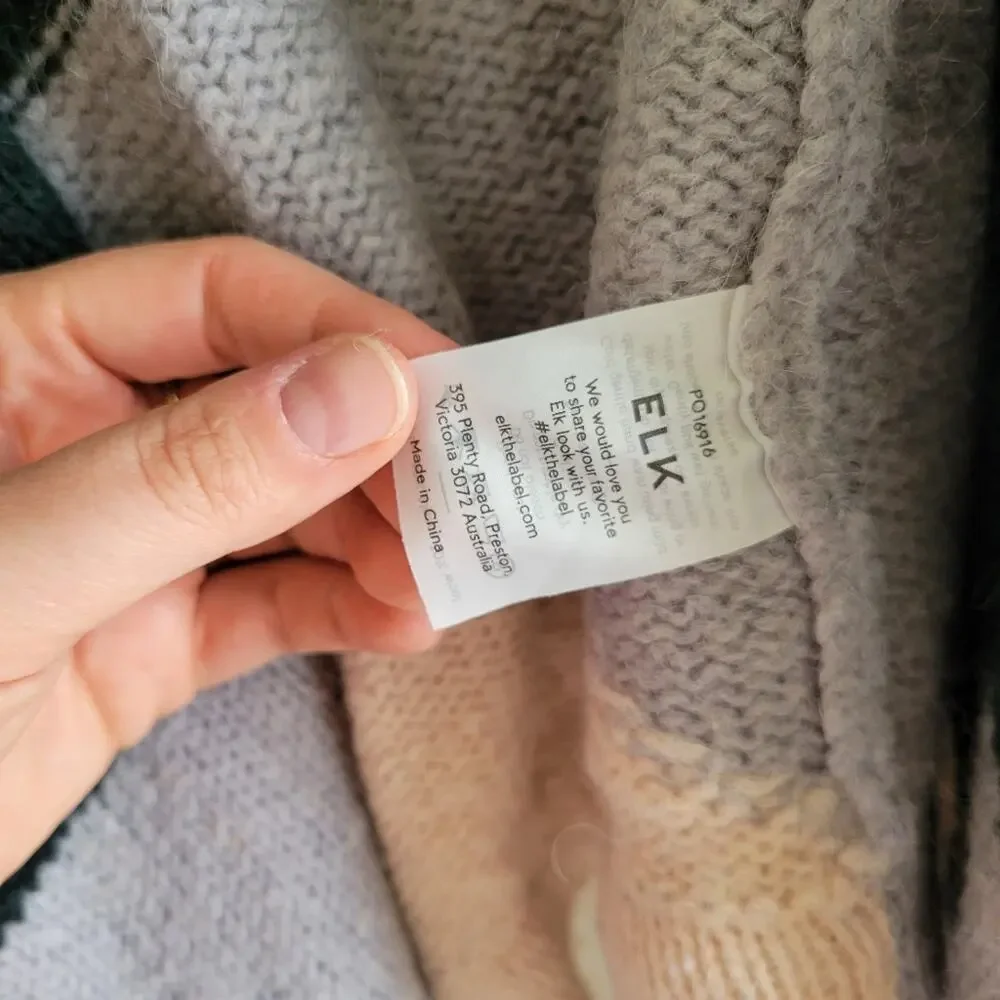 Elk Kulture Wrap Blockknit Poncho OS